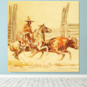 Vaquero und Steer von Edward Borein Leinwanddruck (Insitu (Holzboden))