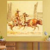 Vaquero und Steer von Edward Borein Leinwanddruck (Insitu (Wohnzimmer))