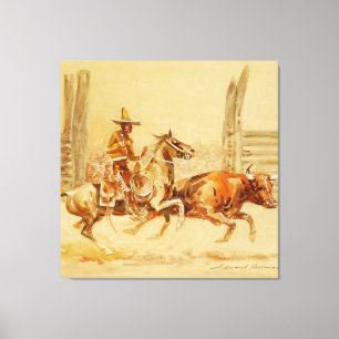 Vaquero und Stier von Edward Borein Leinwanddruck