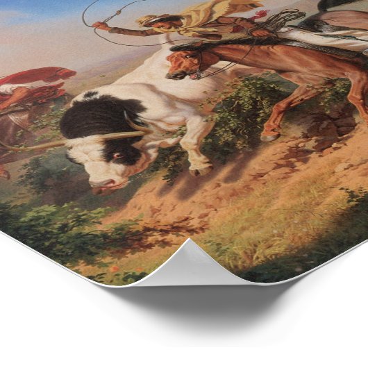 Vaqueros Roping a Steer Poster (Ecke)