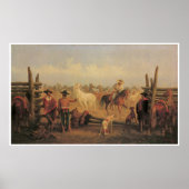 Vaqueros Roping Pferde in einer Corral, 1877 Poster (Vorne)