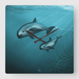 Vaquita Porpoises Quadratische Wanduhr