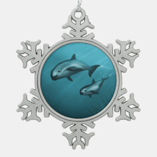 Vaquita Tümmler Schneeflocken Zinn-Ornament