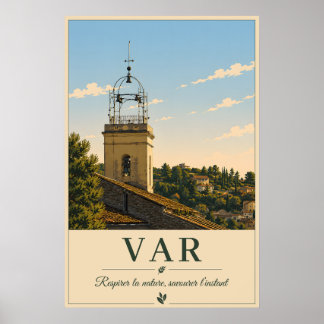 Var Provence Dorf Glockenturm Vintage Poster