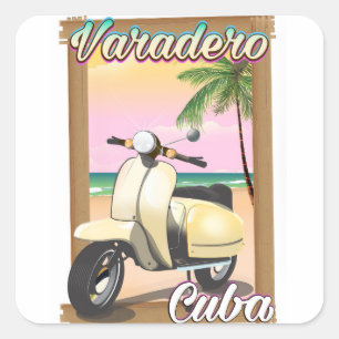 Varadero Kuba Vintage Rollerposter Quadratischer Aufkleber