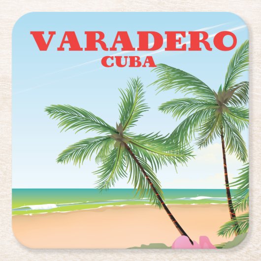 Varadero kubanisches Strandposter Rechteckiger Pappuntersetzer (Vorderseite)
