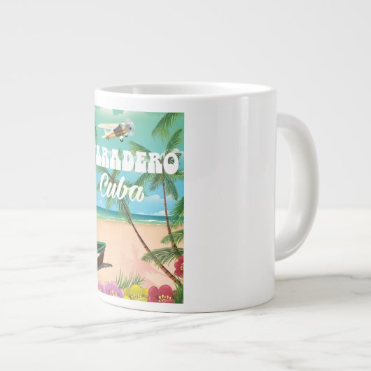 Varadero kubanisches Strandurlaub-Poster Jumbo-Tasse (Vorderseite Rechts)