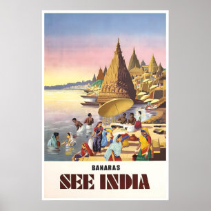Varanasi Druck Indien Reiseplakat Indische Kunst Poster