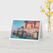 Varanasi, Hiroshi Yoshida, Woodcut Karte (Gelbe Blume)