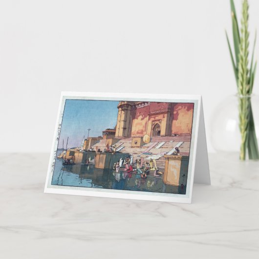 Varanasi, Hiroshi Yoshida, Woodcut Karte (Vorderseite)