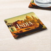 Varanasi India Painting Rechteckiger Pappuntersetzer (angewinkelt)