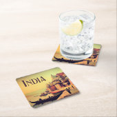 Varanasi India Vintage Malerei Rechteckiger Pappuntersetzer (Vor Ort)