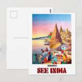Varanasi, Indien, Ganges-Fluss Postkarte (Vorne/Hinten)
