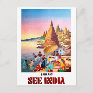 Varanasi, Indien, Ganges-Fluss Postkarte