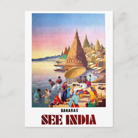 Varanasi, Indien, Ganges-Fluss Postkarte (Vorderseite)