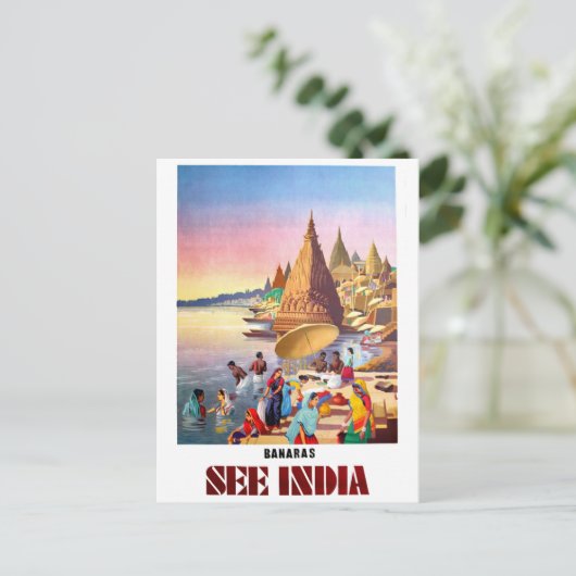 Varanasi, Indien, Ganges River Postkarte (Stehend Vorderseite)