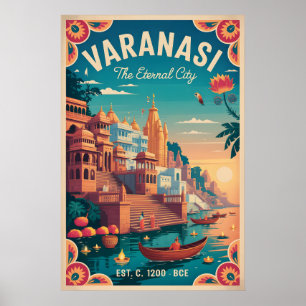 Varanasi Indien Retro-Reiseposter Poster