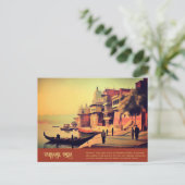 Varanasi Vintag Indien Malerei Postkarte (Stehend Vorderseite)