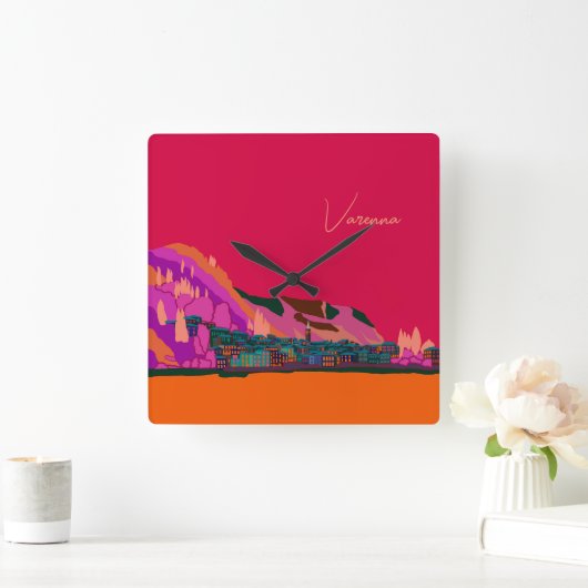 Varenna am Night Lake Como Italien - Anreise zur A Quadratische Wanduhr (Zuhause)