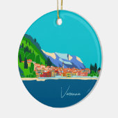 Varenna Lake Como Italy Illustration Travel Keramik Ornament (Links)
