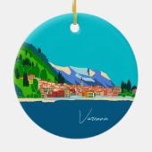 Varenna Lake Como Italy Illustration Travel Keramik Ornament (Hinten)