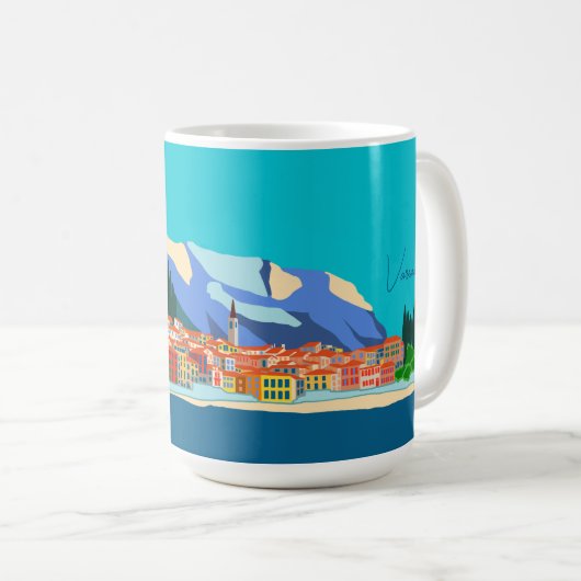 Varenna See Como Italien Illustration Kaffeetasse (VorderseiteRechts)