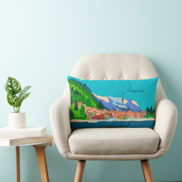 Varenna See Como Italien Illustration Lendenkissen