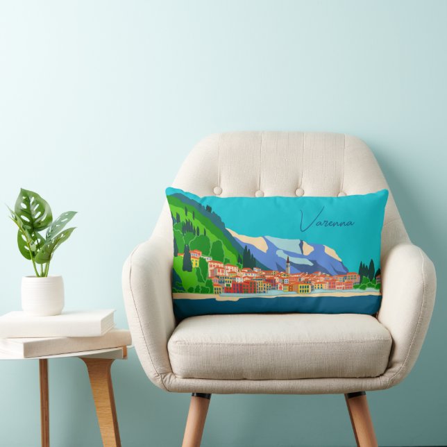 Varenna See Como Italien Illustration Lendenkissen (Stuhl )