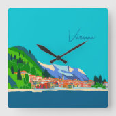 Varenna See Como Italien Illustration Quadratische Wanduhr (Vorderseite)