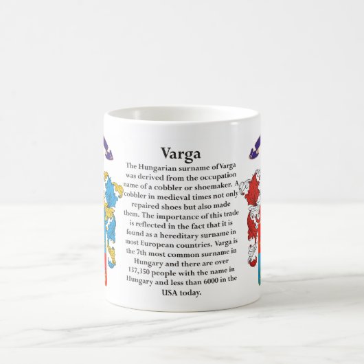 Varga Familienwappen einschließlich die Geschichte Kaffeetasse (Mittel)