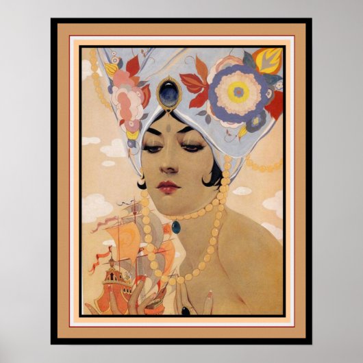 Vargas Art Deco "Girl in Turban" 16 x 20 Poster (Vorne)