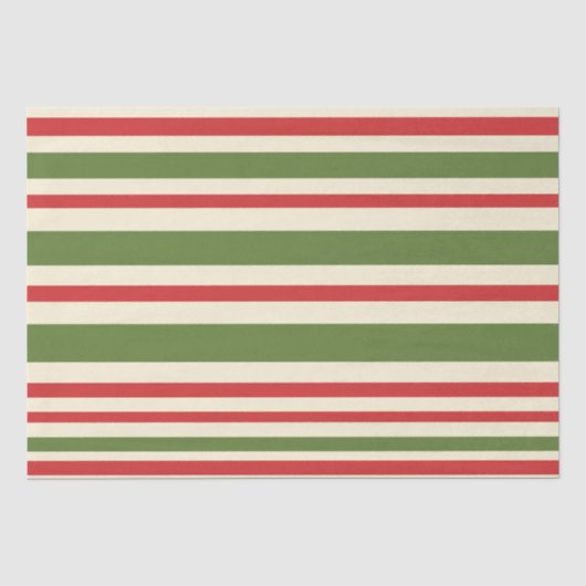 Variable Streifen Weihnachtsmuster Rote Grüne Crem Seidenpapier (Vorderseite)