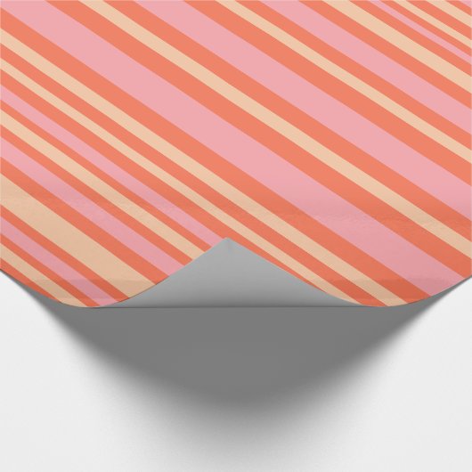 Variabler Streifen Retro Modernes Muster rosa Oran Geschenkpapier (Ecke)
