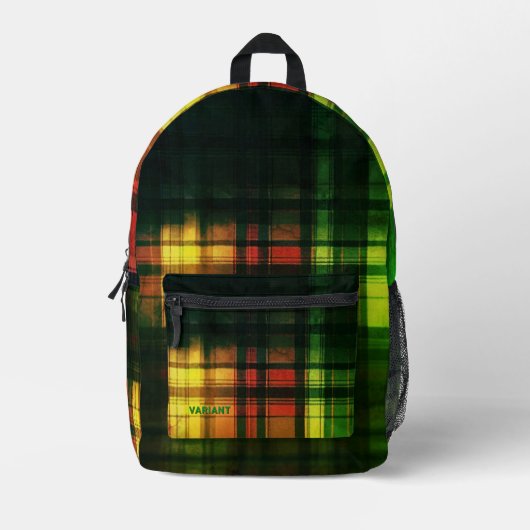 VARIANT Tartan Abstraction Vibrannt Bedruckter Rucksack (Vorderseite)
