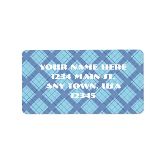 Variation Blue Kariert Adressaufkleber (Vorne)