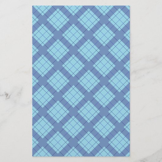 Variation Blue Kariert Craft Paper Briefpapier (Vorderseite)