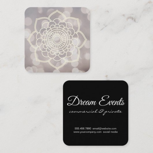 Variation Bokeh und Mandala Quadratische Visitenkarte (Vorne/Hinten)