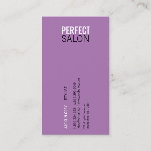 Variation der zentrierten Typbenennung (lila) Terminkarte (Vorderseite)