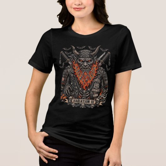 Variation III Kürbisbart Samurai Biker Tri-Blend Shirt (Vorderseite)