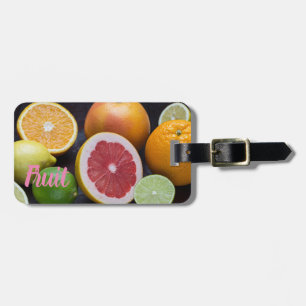 Variation von Zitrusorange, Limon, Mandarin, Gepäckanhänger