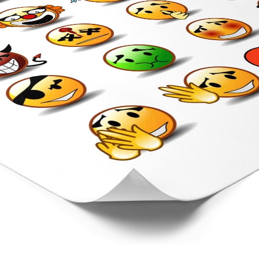 Variationen eines Gesichtsemoticons Poster (Ecke)