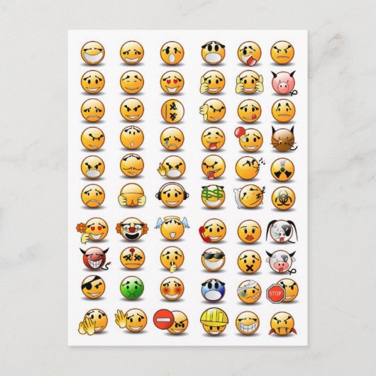 Variationen eines Gesichtsemoticons Postkarte (Vorderseite)