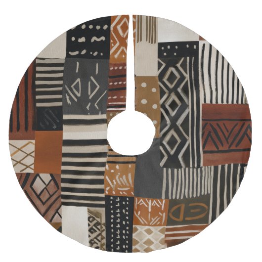 Variations of African motifs in earth tones Polyester Weihnachtsbaumdecke (Vorderseite)