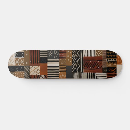 Variations of African motifs in earth tones Skateboard (Horizontal)