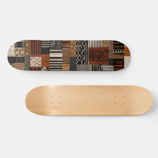 Variations of African motifs in earth tones Skateboard (Horizontal)