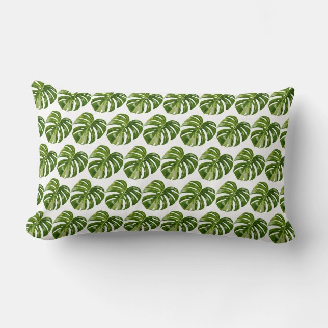Variegated Monstera Albo Leaf Pillow Decor Lendenkissen (Vorderseite)