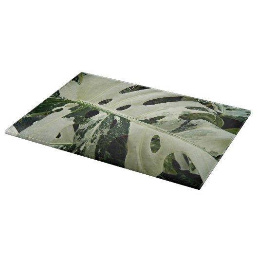 Variegierte Monstera Pflanze Botanisch Groß Schneidebrett (Ecke)