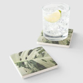 Variegierte Monstera Pflanze Botanisch Steinuntersetzer (Seitenansicht)