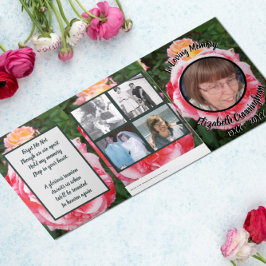 Variegiertes rosa Gelbrosen Foto Dreifach Gefaltete Ankündigung