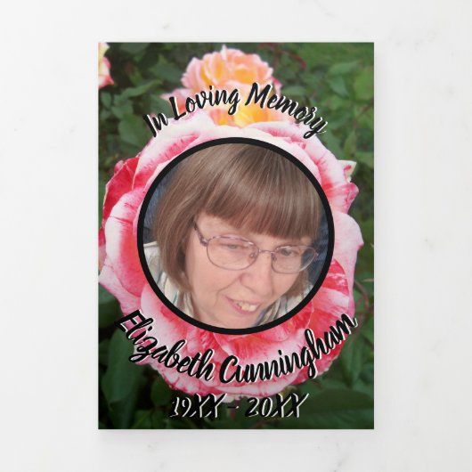 Variegiertes rosa Gelbrosen Foto Dreifach Gefaltete Ankündigung (Cover)